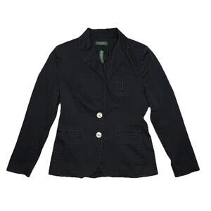 Women’s Lauren Ralph Lauren 4P Navy Cotton Blend Embroidered Logo Blazer P78C